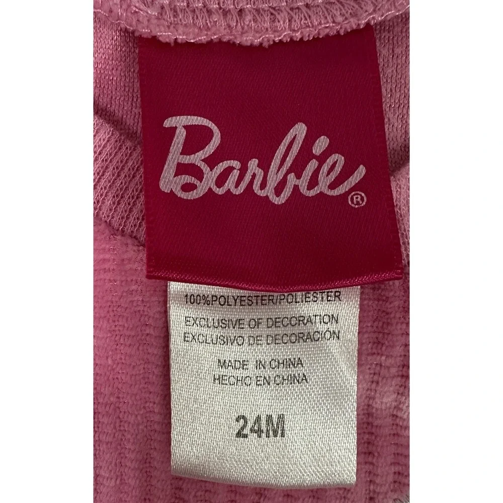 Barbie Sweater Toddler Girls Size 24M Pink Embroidered Long Sleeves Soft Cuddly